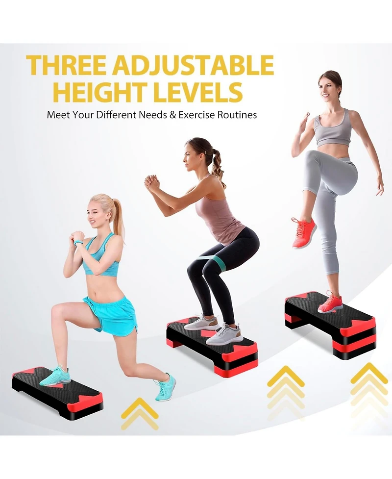 Zeny 26.5 inch Aerobic Step Platform with 4 Step Risers, Height Adjustable Exercise Stepper for Home Gym Workouts