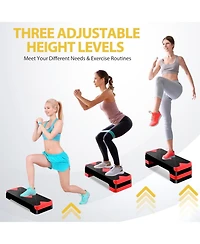 Zeny 26.5 inch Aerobic Step Platform with 4 Step Risers, Height Adjustable Exercise Stepper for Home Gym Workouts
