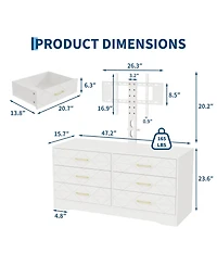 gaomon 6 Drawer Tv Stand Dresser for 32-80 Inch TVs, Wood Entertainment Center with Adjustable Mount.