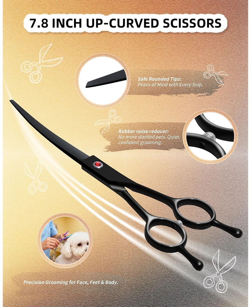 Aronkl Professional Dog Grooming Scissors Set with Nail Clippers Comb for Dogs Cats