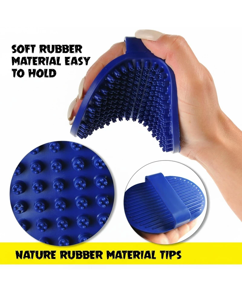 Aronkl Rubber Brush for Dogs Cats Gentle Deshedding Bath Short Medium Hair Soft Bristles Antislip Grip Easy Clean