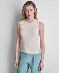 Dkny Women's Sleeveless Crochet Panel Sweater
