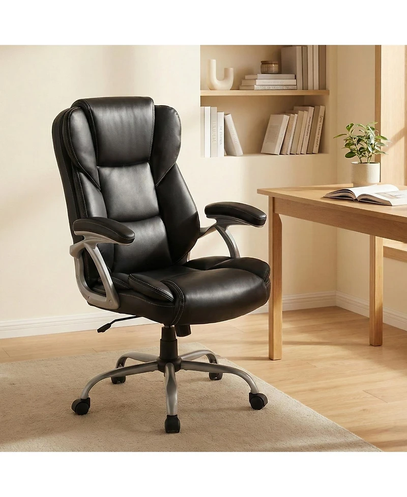 Slickblue Ergonomic Executive Office Chair Leather Padded Seat Armrests
