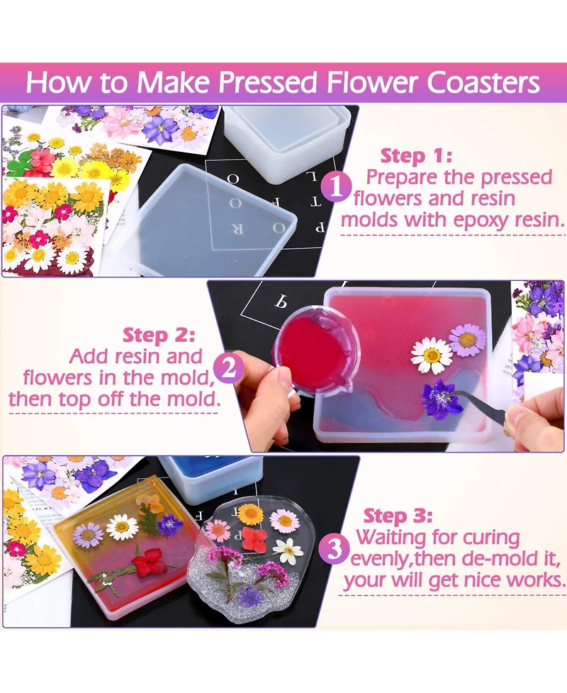 Gnuadz 140 Pcs Dried Pressed Flowers Leaves Bulk Herbs Kit Scrapbooking Diy Art Crafts Epoxy Molds Candle Soap Making Nails Decor