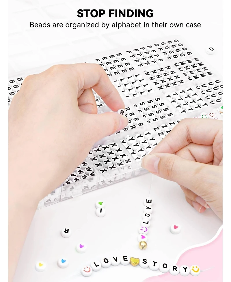 Gnuadz 1400 Letter Beads Alphabet Friendship Bracelets Kit Storage Case 28 Styles