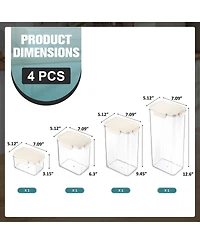 Sorbus 4-Pack Snap Lids Airtight Food Storage Container Set – Clear Stackable Canister for Pantry, Rice, Pasta, Cereal and Snacks