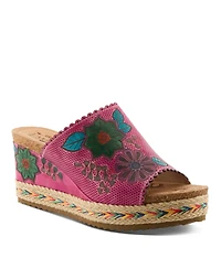 L`Artiste Women's Delraybeach Wedge Sandal with Hand-painted Comfort Design