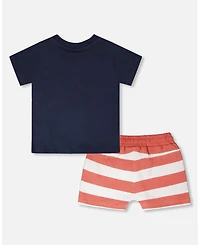 Deux par Deux Little Boys Cotton T Shirt and Shorts Set