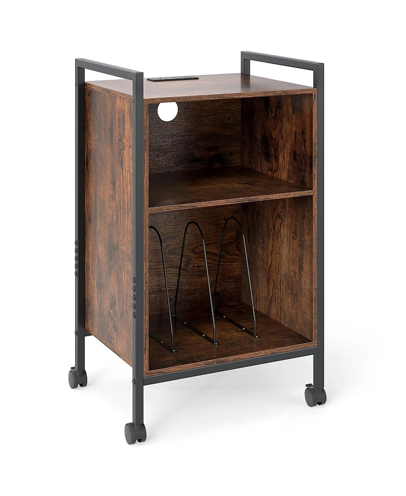 Sugift Mobile Record Player Stand with Power Outlet Storage