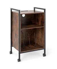 Sugift Mobile Record Player Stand with Power Outlet Storage