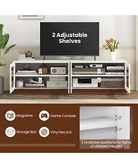 Gouun 70 in Tv Stand with 4 Tempered Glass Doors for TVs up to 75