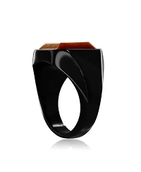Metallo Stainless Steel Square Tiger Eye Ring
