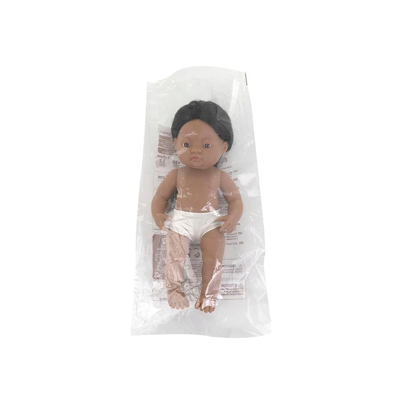 Miniland baby Doll 15'' Native American Boy (Polybag) - Made in Spain, Anatomically Correct, Quality, Inclusion, Vanilla scented
