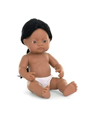 Miniland baby Doll 15'' Native American Boy (Polybag) - Made in Spain, Anatomically Correct, Quality, Inclusion, Vanilla scented