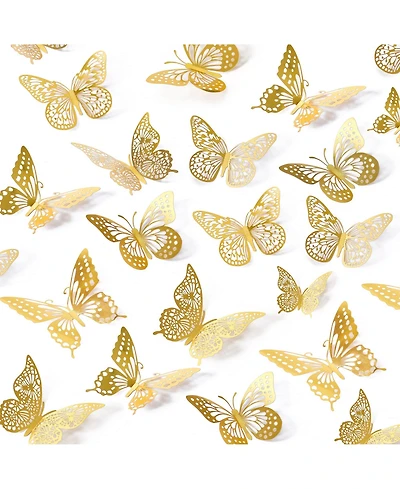 Gnuadz 48 Pcs 3D Butterfly Wall Decor Removable Stickers 4 Styles 3 Sizes Birthday Party Decorations