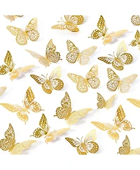 Gnuadz 48 Pcs 3D Butterfly Wall Decor Removable Stickers 4 Styles 3 Sizes Birthday Party Decorations