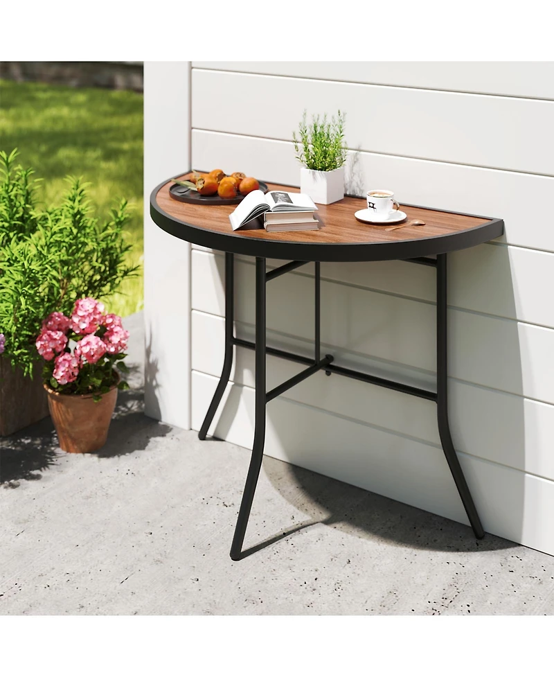 Gouun Half-Round Folding Event Table with Wood Grain Top