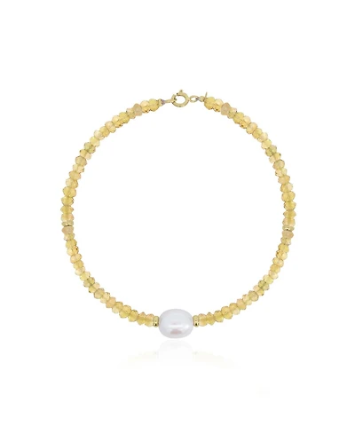 The Lovery Citrine Bead Pearl Bracelet 14K Gold