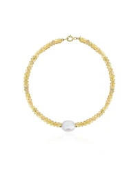 The Lovery Citrine Bead Pearl Bracelet 14K Gold