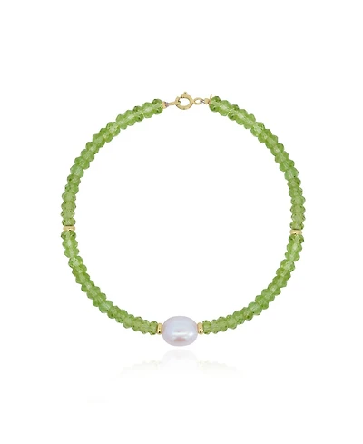 The Lovery Peridot Bead Pearl Bracelet 14K Gold
