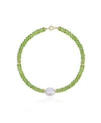 The Lovery Peridot Bead Pearl Bracelet 14K Gold