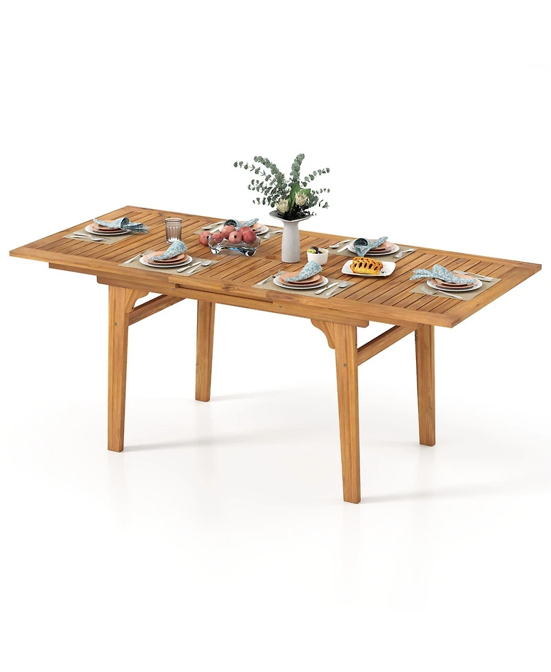 Gouun Expandable Acacia Wood Patio Dining Table for 6-8