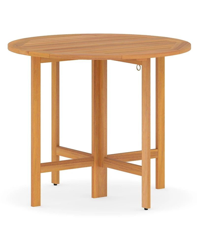 Gouun 36 in Round Folding Acacia Wood Patio Dining Table