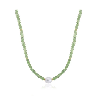The Lovery Peridot Bead Pearl Necklace 14K Gold