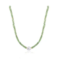 The Lovery Peridot Bead Pearl Necklace 14K Gold