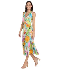 Rm Richards Women's Printed Fit-and-Flare Gauze Midi Dress