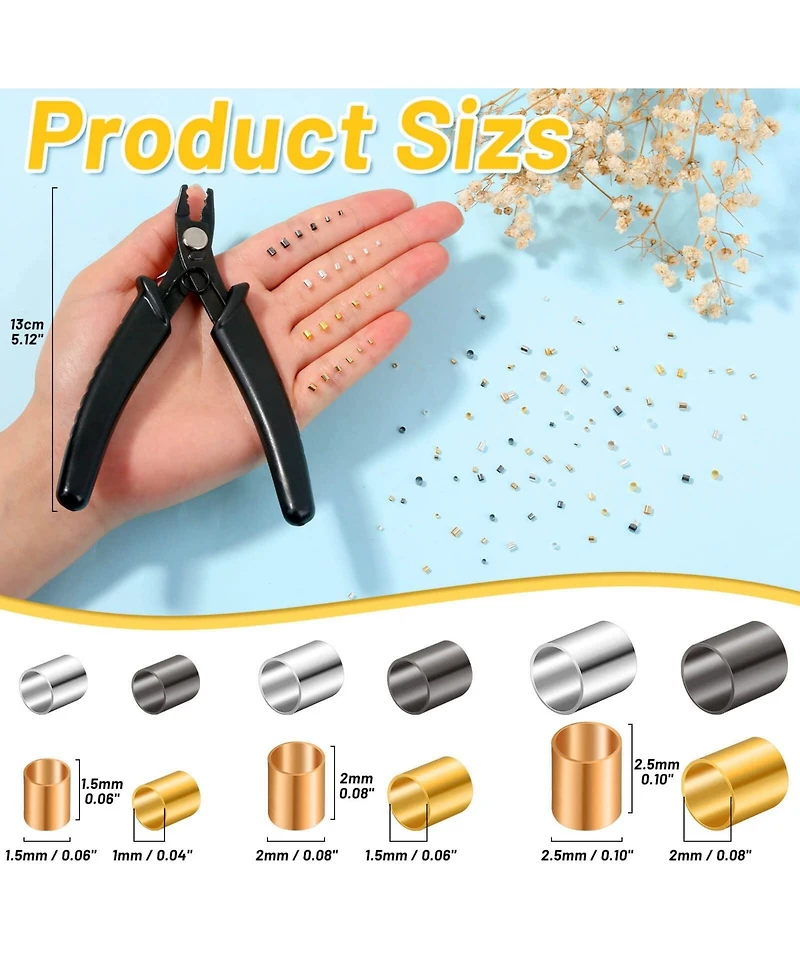 Gnuadz 2200pcs Crimp Beads Kit Crimping Pliers Jewelry Making Earring Necklace Bracelet Diy
