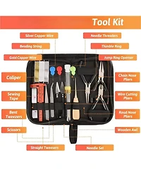 Gnuadz 1810 Pcs Jewelry Making Kit Pliers Wires Findings Chains Magnifier Storage Bag