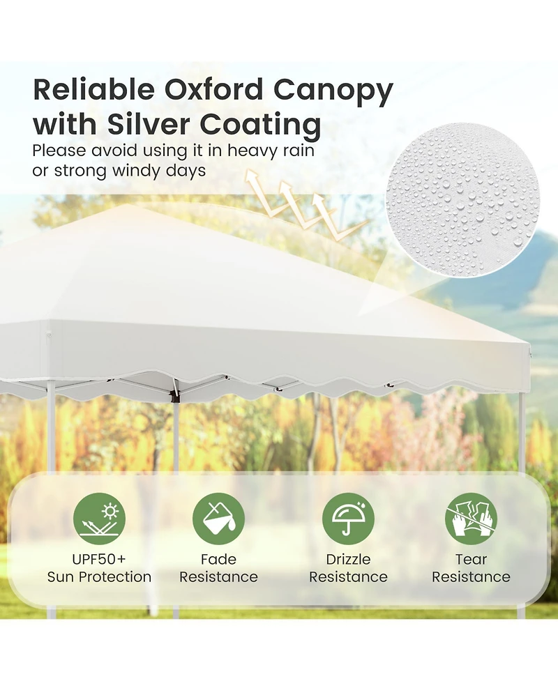 Sugift Foldable 10 x 10 ft Pop Up Canopy Tent with Wheeled Carry Bag
