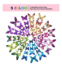 Gnuadz 60pieces Butterfly Wall Decor Plastic Art Decorations Birthday Wedding Christmas Party Cake Removable Stickers