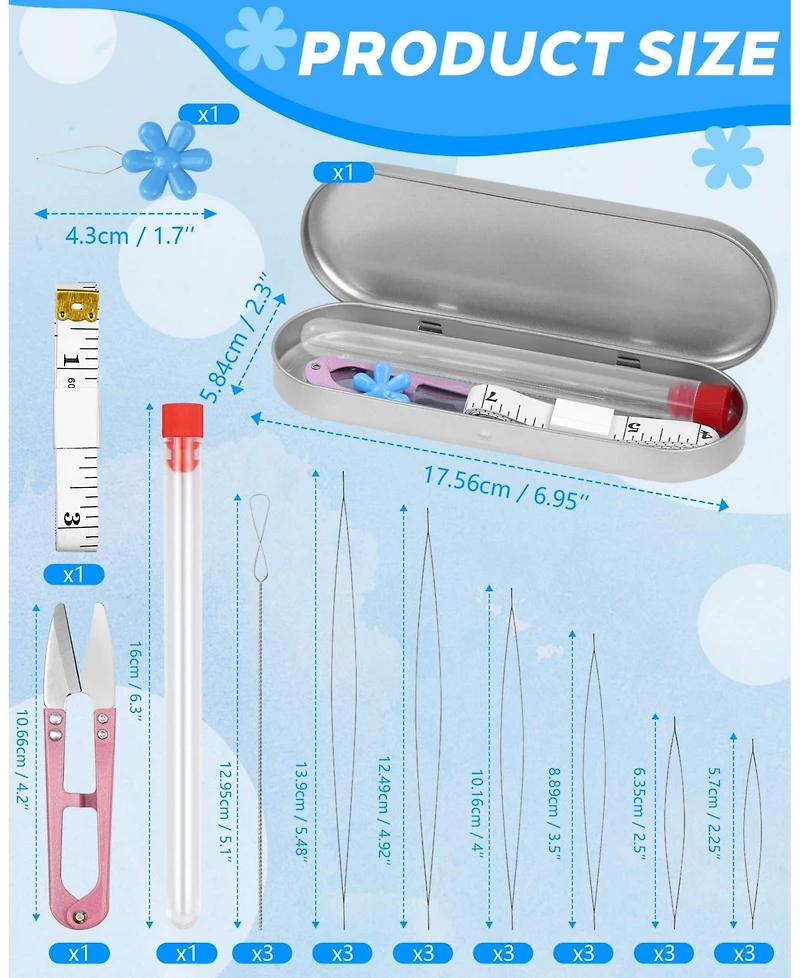 Gnuadz 21PCS Beading Set Seed Beads Big Eye Collapsible Needles