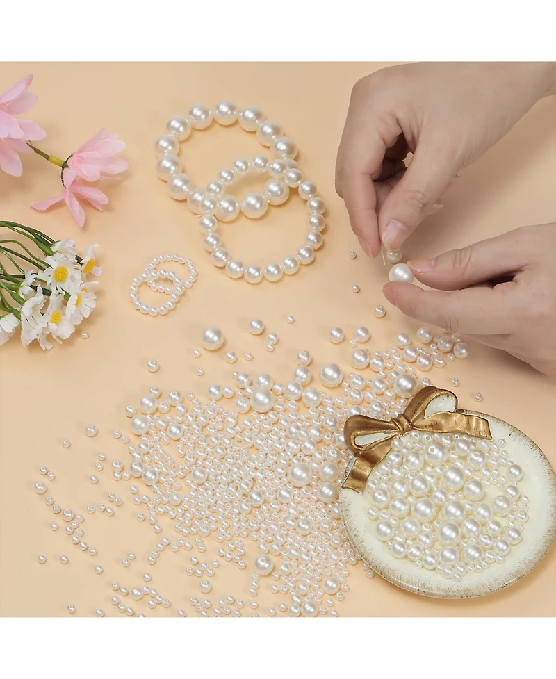 Gnuadz 1200 Beads Kit Round Bracelet Necklace Earring Diy Craft Hole Filler