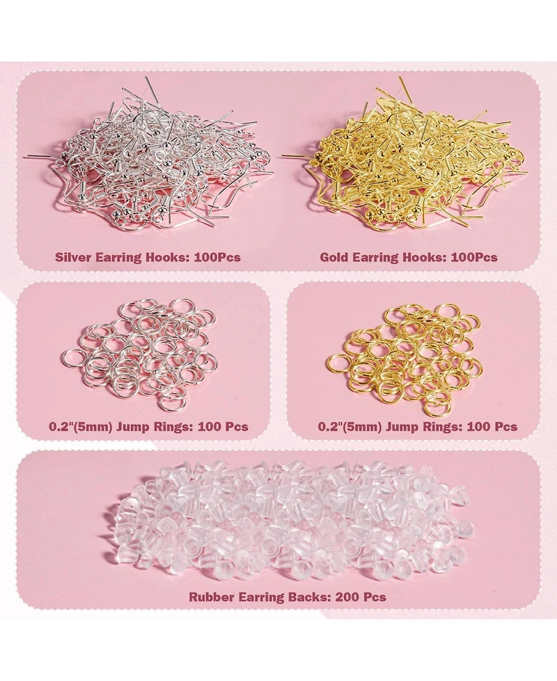 Gnuadz 600pcs Earring Hooks Making Supplies Kit Jump Rings Backs