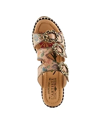 L`Artiste Women's Milemarker Floral Sandal with Cushioned Footbed Comfort