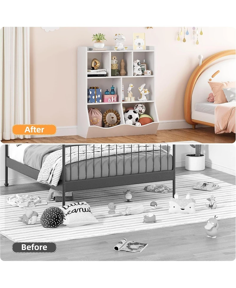 gaomon Set of 2 Toy Storage Cabinets, 3-Tier Kids Bookshelf with Multi Shelf Cubby for Bedroom, Playroom, Kindergarten