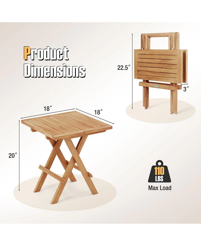 Gymax Patio Folding Side Table w/X-shaped Legs Slatted Tabletop for Backyard Outdoor