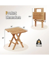 Gymax Patio Folding Side Table w/X-shaped Legs Slatted Tabletop for Backyard Outdoor