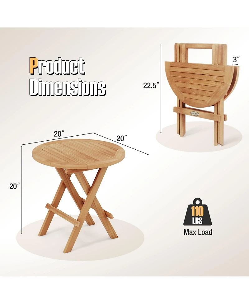 Gymax Patio Folding Side Table w/ X-shaped Legs and Slatted Tabletop for Backyard