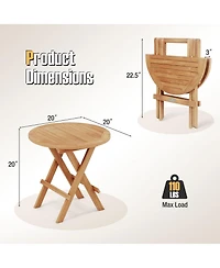 Gymax Patio Folding Side Table w/ X-shaped Legs and Slatted Tabletop for Backyard