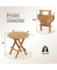 Gymax Patio Folding Side Table w/ X-shaped Legs and Slatted Tabletop for Backyard