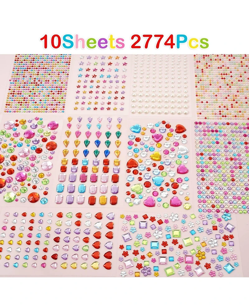 Gnuadz 2774pcs Self Adhesive Rhinestone Stickers Jewels Heart Craft Supplies Bling Gems