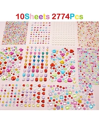 Gnuadz 2774pcs Self Adhesive Rhinestone Stickers Jewels Heart Craft Supplies Bling Gems