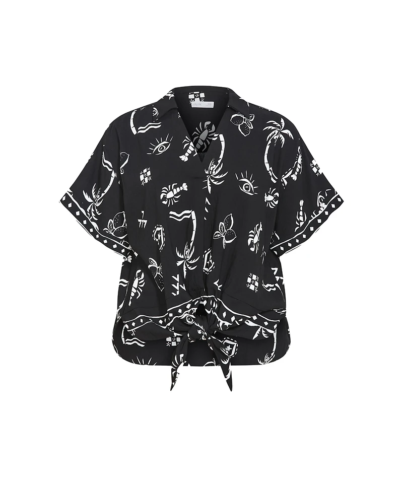 City Chic Women's Resort Border Print Shirt
