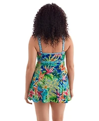 Longitude Women's Empire Princess Seam Long Torso Swim Dress
