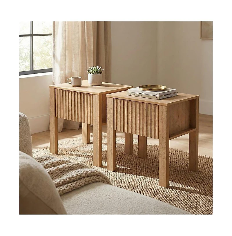 New Classic Furniture Thayer Wood 1-Drawer End Table in (Set of 2)