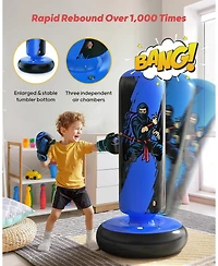 Qpau Punching Bag for Kids, 66 Inch Stable Inflatable Boxing Bag with Boxing Gloves